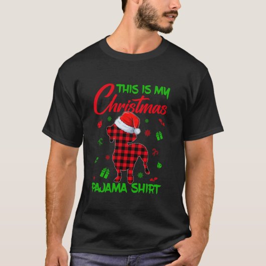 Dit is mijn kerstpyjama red plaid teckel do t-shirt (Voorkant)
