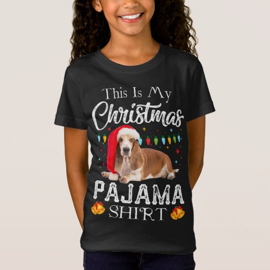 Dit is mijn kerstpyjama Santa Basset Hound Gif T-shirt (Voorkant)