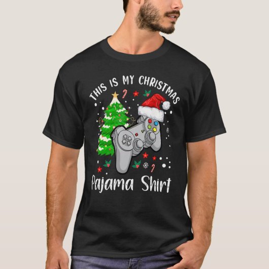 Dit is mijn kerstpyjama Santa Hat Gamer video T-shirt (Voorkant)