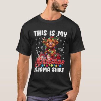 Dit is mijn kerstpyjama Santa Highland Koe Chr T-shirt