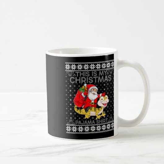 Dit is mijn kerstpyjama Santa Riding Lizard U Koffiemok (Rechts)