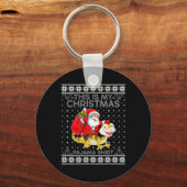 Dit is mijn kerstpyjama Santa Riding Lizard U Sleutelhanger (Voorkant)
