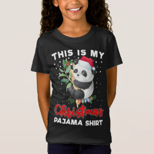 Dit is mijn kerstpyjama Schattige panda kerstmuts T-shirt
