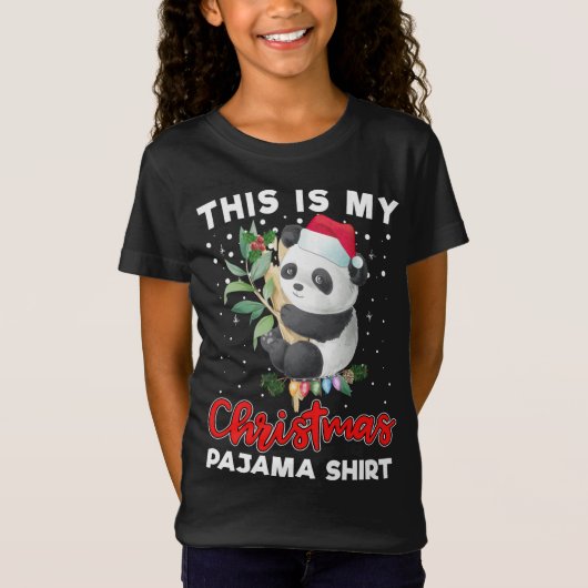 Dit is mijn kerstpyjama Schattige panda kerstmuts T-shirt (Voorkant)