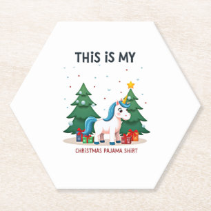 Dit is mijn kerstpyjama-shirt eenhoorn Kerst PJs Kartonnen Onderzetters