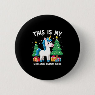 Dit is mijn kerstpyjama-shirt eenhoorn Kerst PJs Ronde Button 5,7 Cm