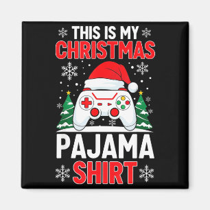 Dit is mijn kerstpyjama-shirt Gaming Kerstmannen J Magneet