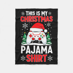 Dit is mijn kerstpyjama-shirt Gaming Kerstmannen M Fleece Deken