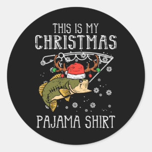 Dit is mijn kerstpyjama shirt vissen Kerstmis papa Ronde Sticker