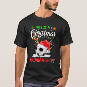 Dit is mijn kerstpyjama voetbal rendier kerstman t-shirt