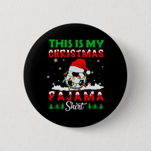 Dit Is Mijn Kerstpyjama Voetbal Santa Hoed Kerstmi Ronde Button 5,7 Cm