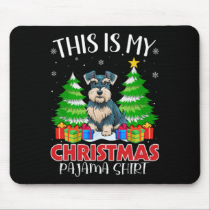 Dit is mijn kerstpyjamaminiatuur die Schnauzer doe Muismat