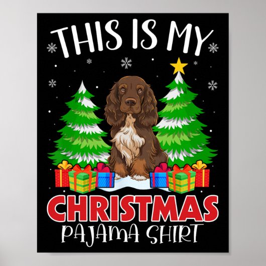 Dit is mijn kerstpyjamaveld Spaniel Dog Xmas Poster (Voorkant)