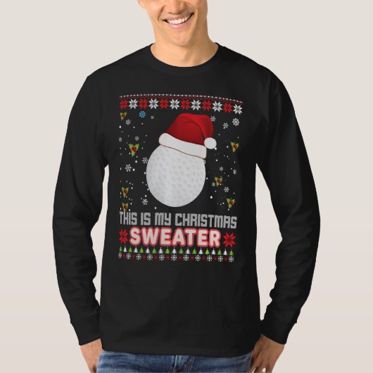 Dit is mijn kerstSweater Golf Santa Elf Ugly D T-shirt (Voorkant)