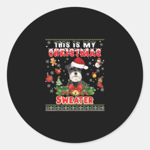 Dit is mijn kerstzuster Schnauzer Dog. Ronde Sticker