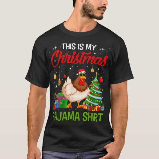 Dit is mijn kip kerst pyjama verlichting Santa H T-shirt (Voorkant)