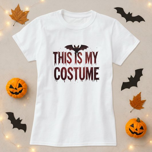 Dit is mijn kostuum druipende enge tekst Halloween T-shirt