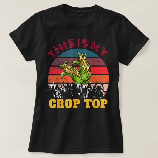 Dit is mijn krop top Corn Retro Sunset Farmer Farm (Design voorkant)