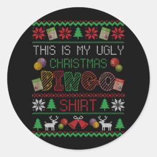 Dit is mijn Lelijke Kerst Bingo Shirt Gambling XMA Ronde Sticker