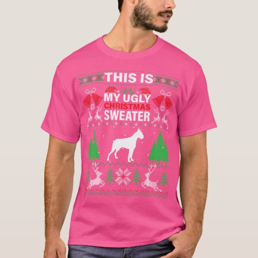 Dit is mijn lelijke kerst grappige boxer hondenshi t-shirt (Voorkant)