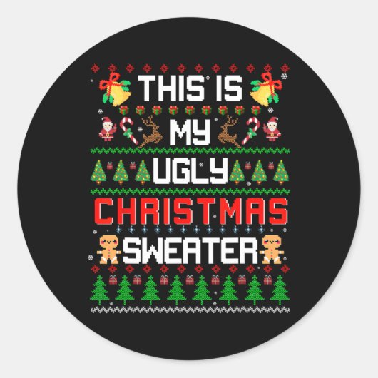 Dit is mijn lelijke kerst ronde sticker (Voorkant)