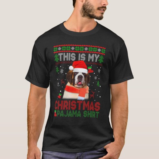 Dit is mijn lelijke kerstpajama Bernard Dog T-shirt (Voorkant)