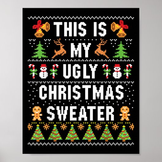 Dit Is Mijn Lelijke Trui Grappig Kerstmis Korte Mo Poster (Voorkant)