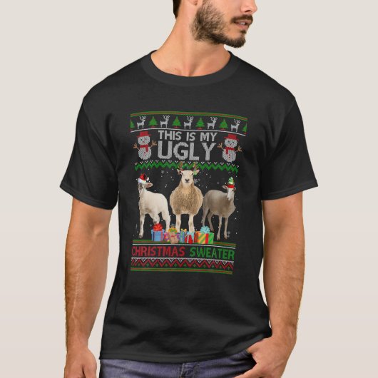 Dit is mijn lelijke trui Santa Claus schapen Kerst T-shirt (Voorkant)
