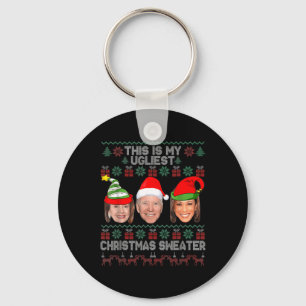 Dit is mijn lelijkste kerst anti-Biden leuke Kerst Sleutelhanger