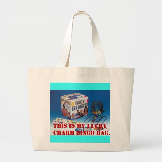 DIT IS MIJN LUCKY CHARM BINGO BAG. GROTE TOTE BAG (Voorkant)