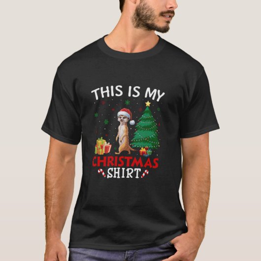 Dit is Mijn Meerkat Kerstman Hoed Kerstpyjama T Sh T-shirt (Voorkant)