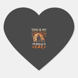 Dit Is Mijn Menselijke Kostuum Echt Kat Halloween Hart Sticker