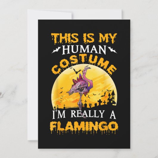 Dit is mijn menselijke kostuum Flamingo Halloween Save The Date (Voorkant)