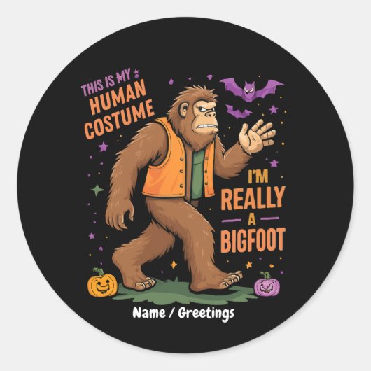 Dit is mijn menselijke kostuum ik ben echt een Big Ronde Sticker (Voorkant)