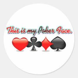 Dit is mijn Poker Face. Ronde Sticker