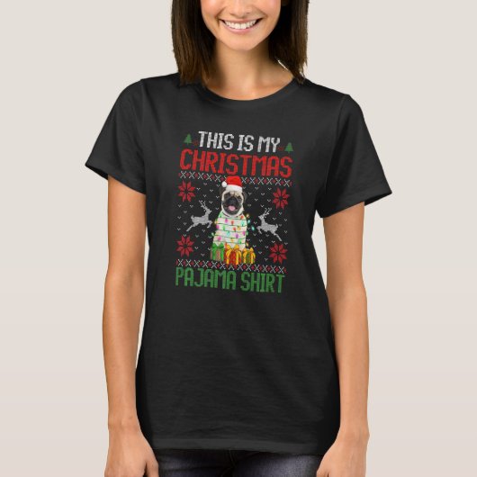Dit is mijn Pug Dog Kerstpajama T-shirt (Voorkant)