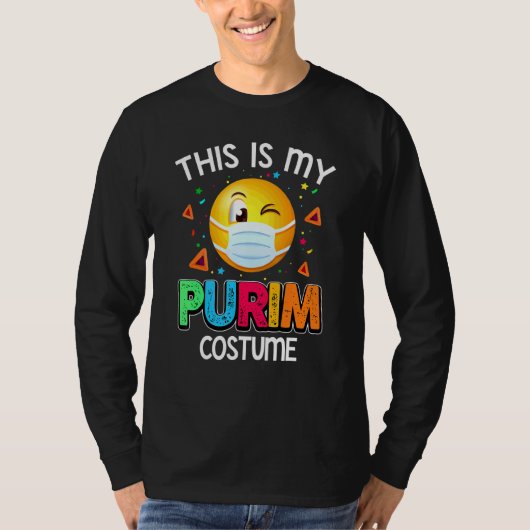 Dit is mijn Purim Costume Funny Jewish Face Masker T-shirt (Voorkant)