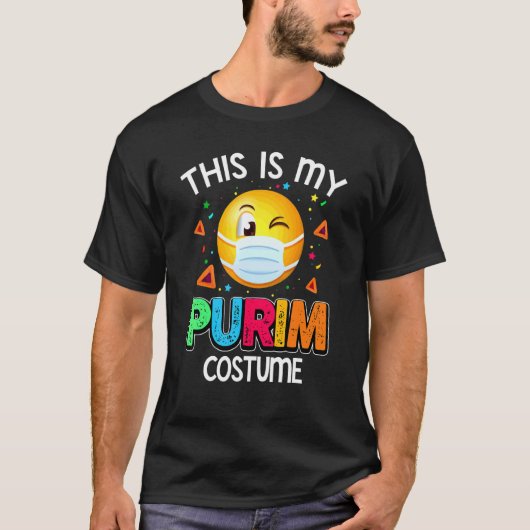 Dit is mijn Purim Costume Funny Jewish Face Masker T-shirt (Voorkant)