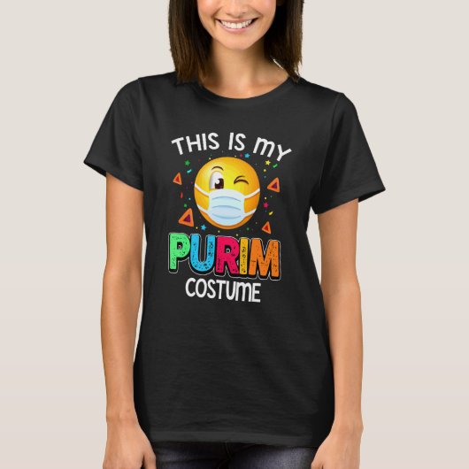 Dit is mijn Purim Costume Funny Jewish Face Masker T-shirt (Voorkant)