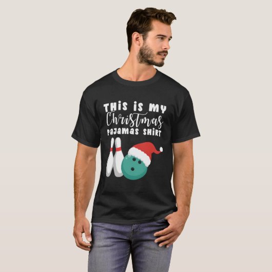 Dit is mijn pyjama bowling kerstmuts kerstcadeau v t-shirt (Voorkant volledig)
