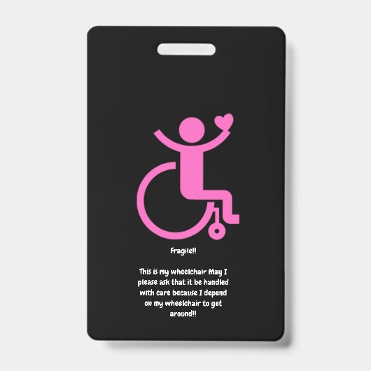 Dit is mijn rolstoel label badge (Voorzijde)