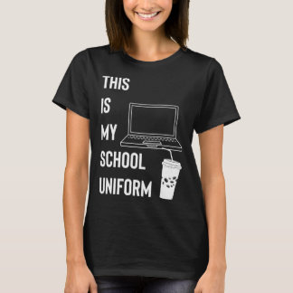 Dit is mijn school uniform leren op afstand t-shirt