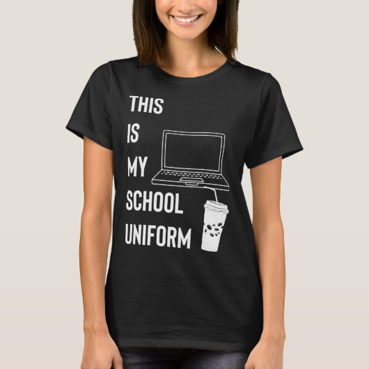 Dit is mijn school uniform leren op afstand t-shirt (Voorkant)