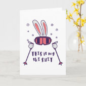 Dit is mijn skibroek Ski Konijn met skistokken Kaart (Gele Bloem)