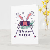 Dit is mijn skibroek Skisport Konijn met skistokke Kaart (Gele Bloem)