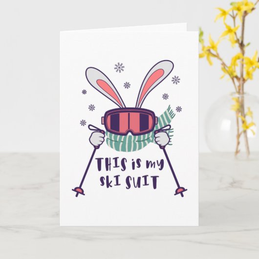 Dit is mijn skibroek Skisport Konijn met skistokke Kaart (Gele Bloem)