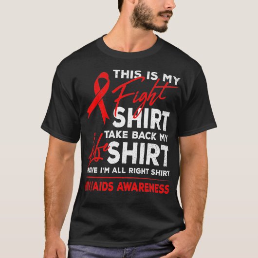 Dit is mijn strijd tegen HIV AIDS Awareness Red Ri T-shirt (Voorkant)