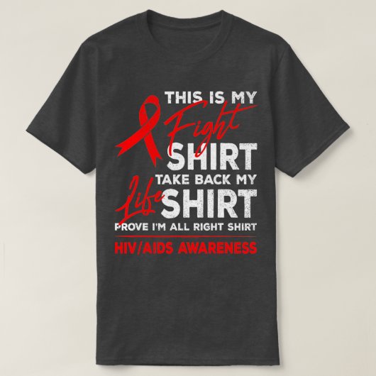 Dit is mijn strijd tegen HIV AIDS Awareness Red Ri T-shirt (Design voorkant)