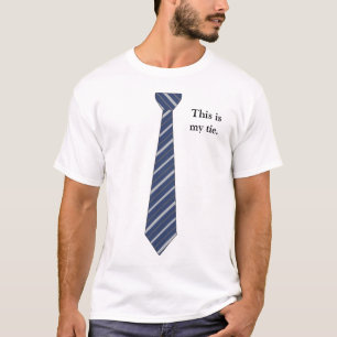 "Dit is mijn Stropdas" Dark Blue Stripes Fake Neck T-shirt