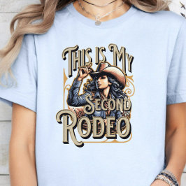 Dit is mijn tweede rodeo, blauwe cowgirl, meisje b t-shirt